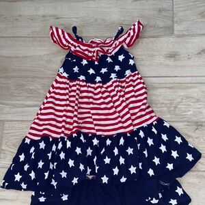 BMG Girls Large 4th of July Stars & Stripes Ruffle Sundress Red White & Blue